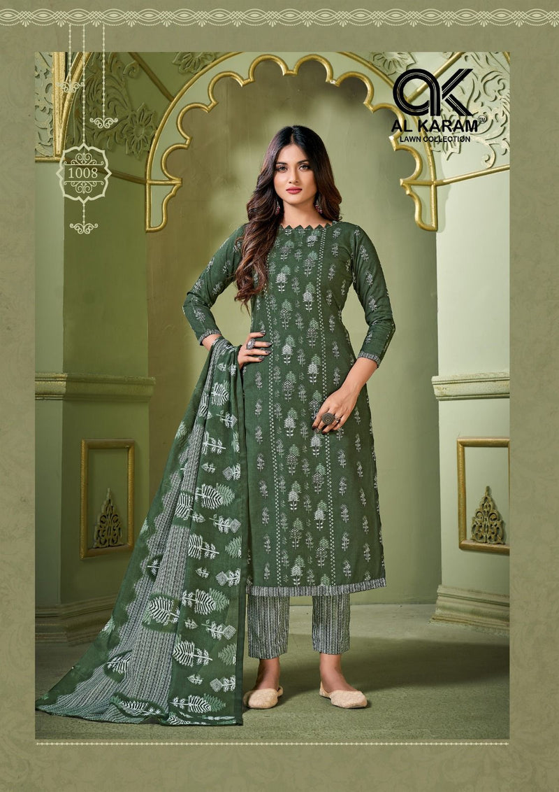Al Karam Charizma Signature Print Pure Soft Cotton Printed Designer Salwar Kameez
