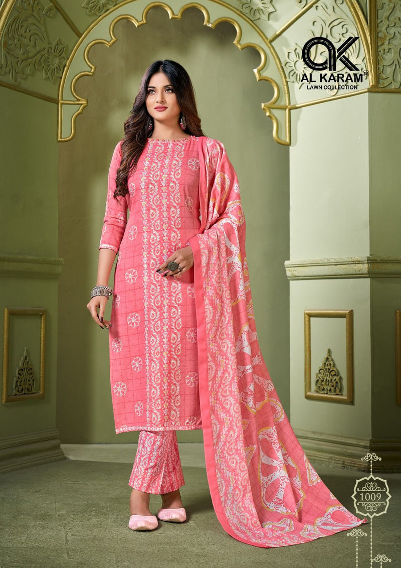 Al Karam Charizma Signature Print Pure Soft Cotton Printed Designer Salwar Kameez