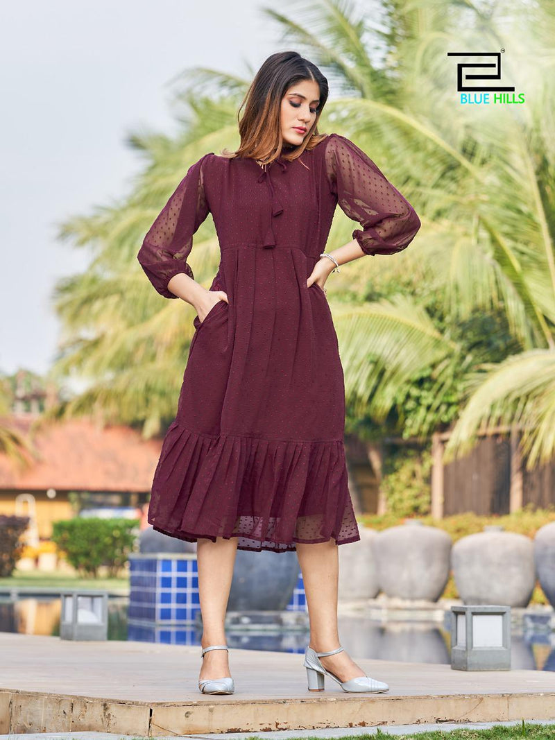 Blue Hills Charming Vol 5 Georgette With Heavy Embroidery Work Stylish Designer Party Wear Short Kurti