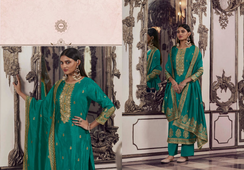 Zisa Charmy Silky Festiva Silk Jacquard Gota Jari Work Fancy Designer Partywear Salwar Kameez