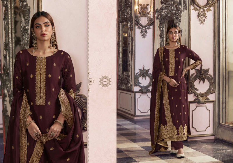 Zisa Charmy Silky Festiva Silk Jacquard Gota Jari Work Fancy Designer Partywear Salwar Kameez