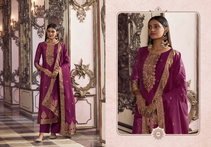 Zisa Charmy Silky Festiva Silk Jacquard Gota Jari Work Fancy Designer Partywear Salwar Kameez