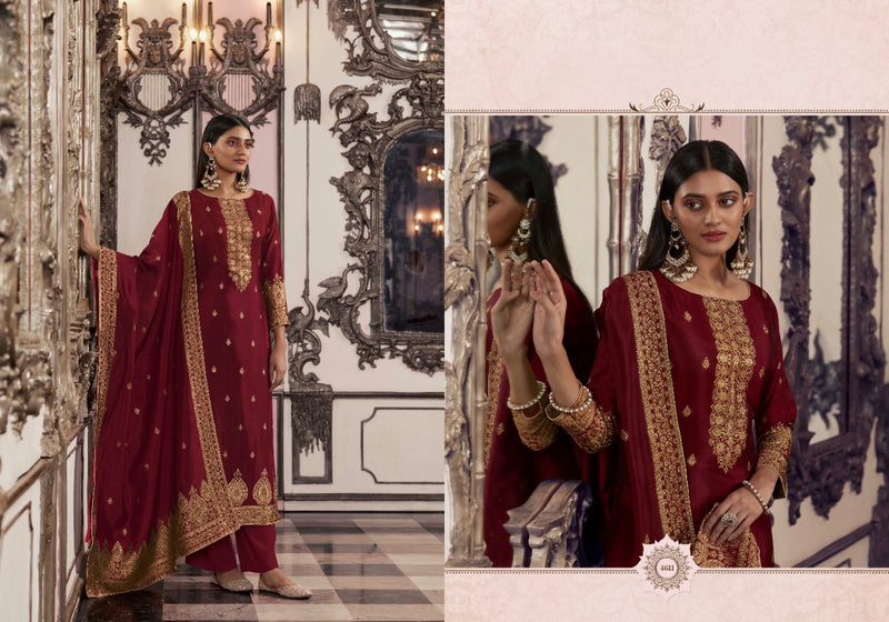 Zisa Charmy Silky Festiva Silk Jacquard Gota Jari Work Fancy Designer Partywear Salwar Kameez