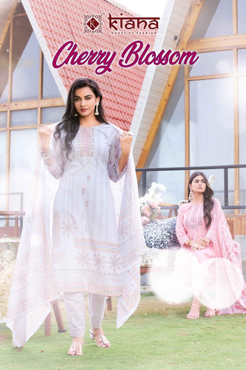 Kiana House Cherry blossom With Print Embroidery Work Stylish Designer Party Wear Kurti