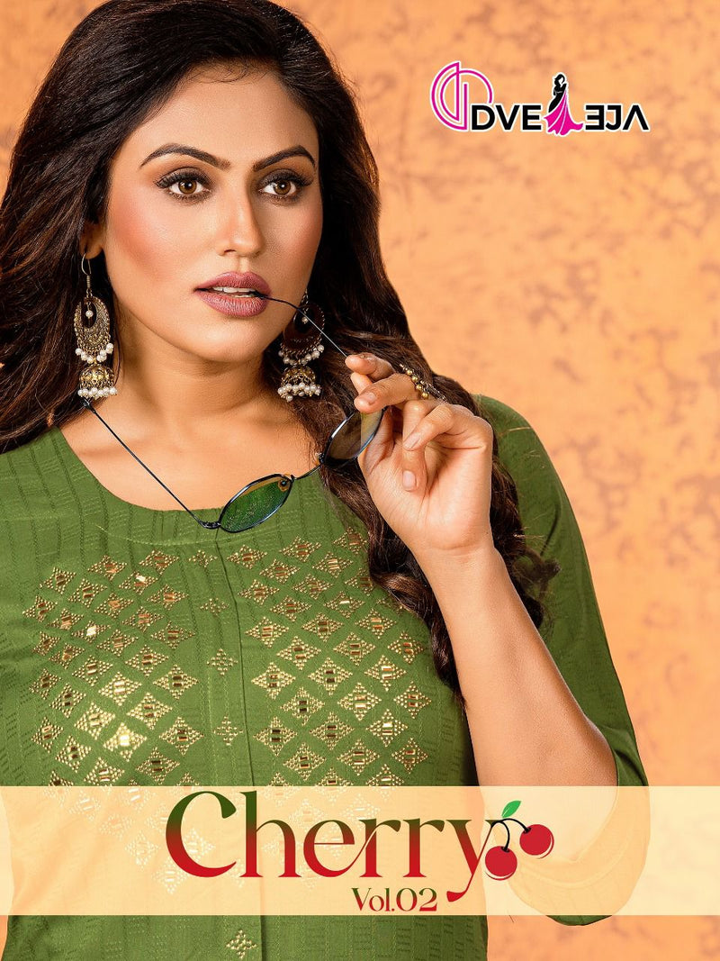Dveeja Cherry Vol 2 Rayon Fancy Designer Party Wear Straight  Kurtis