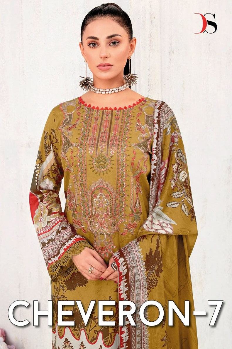 Deepsy Suits Cheveron Vol 7 Pure Cotton Heavy Self Embroidery Patch Designer Pakistani Salwar Suit