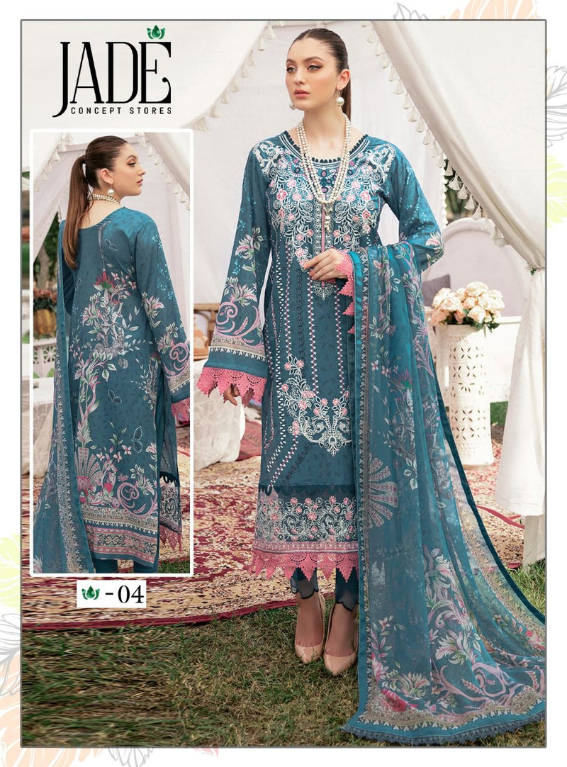 Jade Chevron Exclusive Heavy Cotton Pure Heavy Lawn Fancy Designer Salwar Kameez