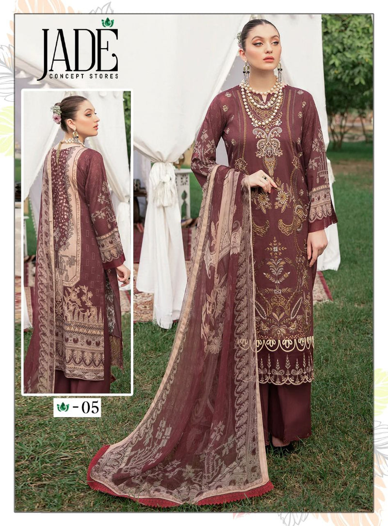 Jade Chevron Exclusive Heavy Cotton Pure Heavy Lawn Fancy Designer Salwar Kameez