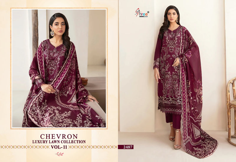 Shree Fabs Chevron Luxury Lawn Cotton Vol 11 With Heavy Embroidery Work Stylish Designer