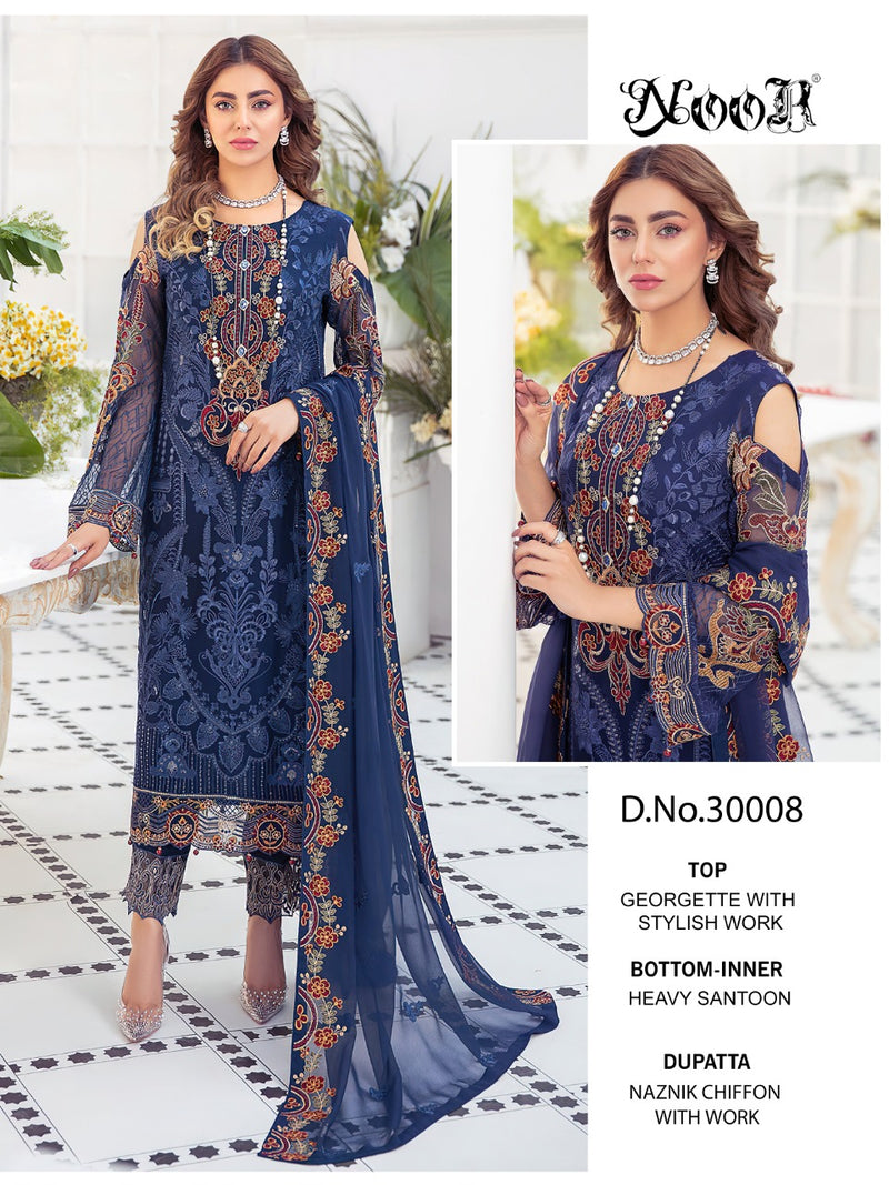 Noor Chevron Vol 6 Georgette Designer Pakistani Style Party Wear Salwar Kameez