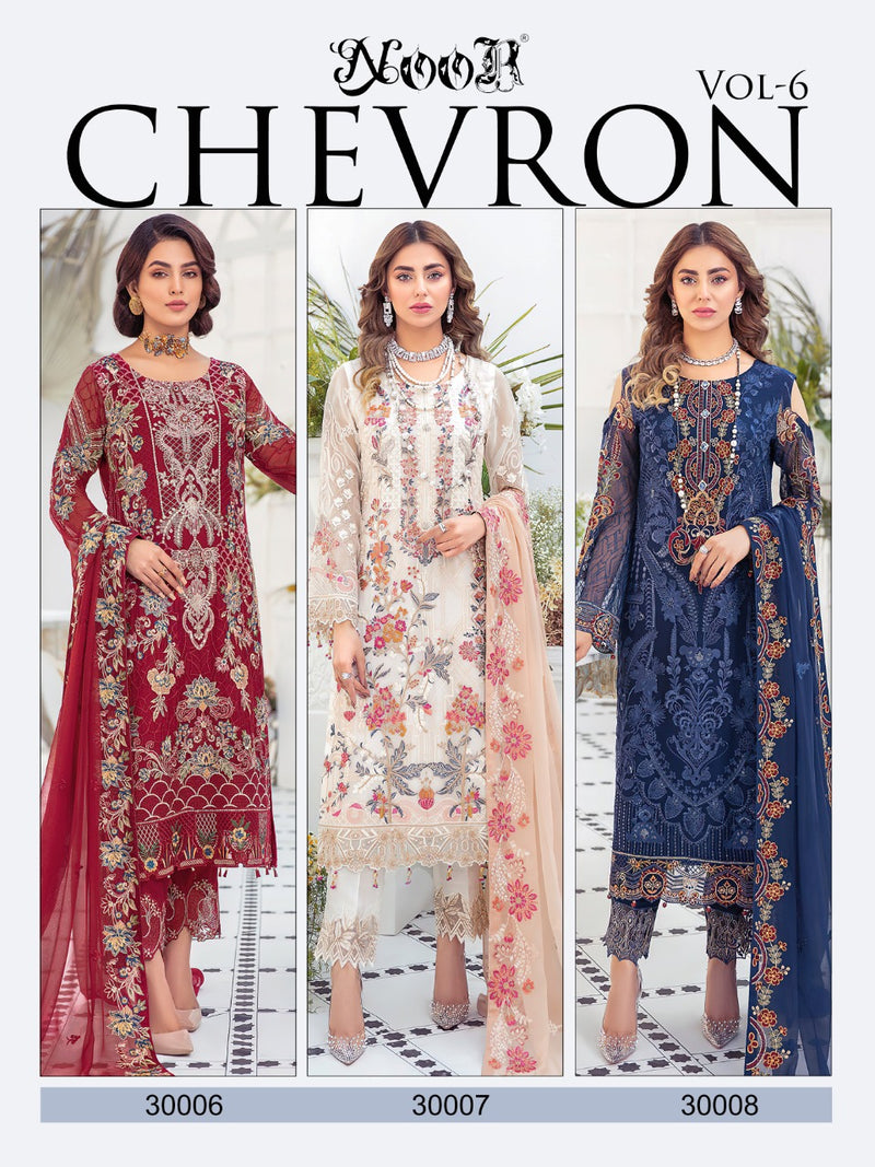 Noor Chevron Vol 6 Georgette Designer Pakistani Style Party Wear Salwar Kameez