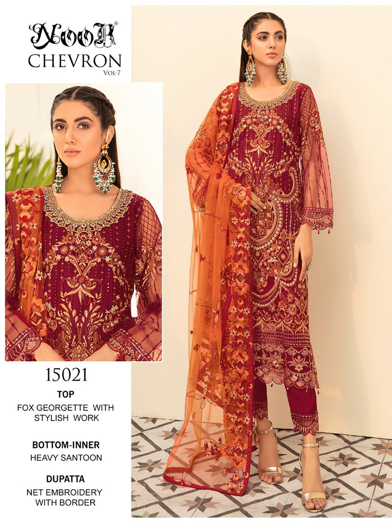 Noor Chevron Vol 7 Georgette Embroidered Embroidered Pakistani Style Wedding Wear Salwar Suits