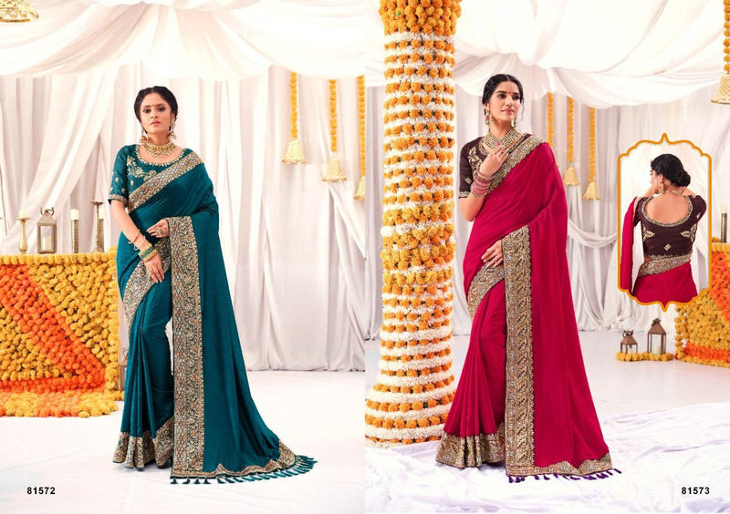 Right Women Designer Chhaya Vichitra Silk Heavy Wedding Wear Sarees With Two Tones