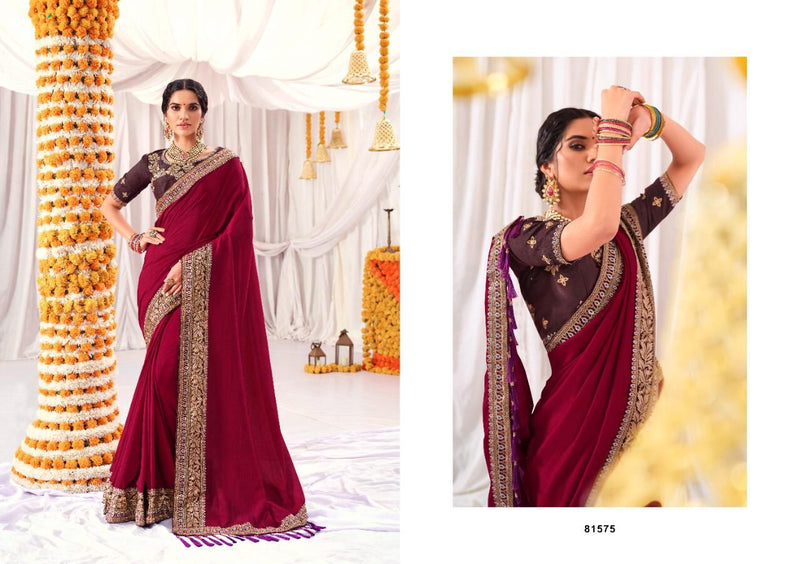 Right Women Designer Chhaya Vichitra Silk Heavy Wedding Wear Sarees With Two Tones