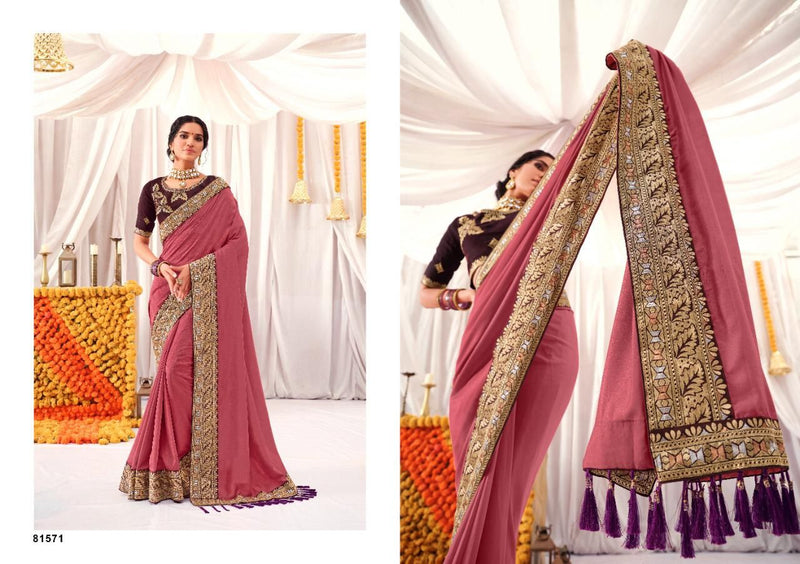 Right Women Designer Chhaya Vichitra Silk Heavy Wedding Wear Sarees With Two Tones