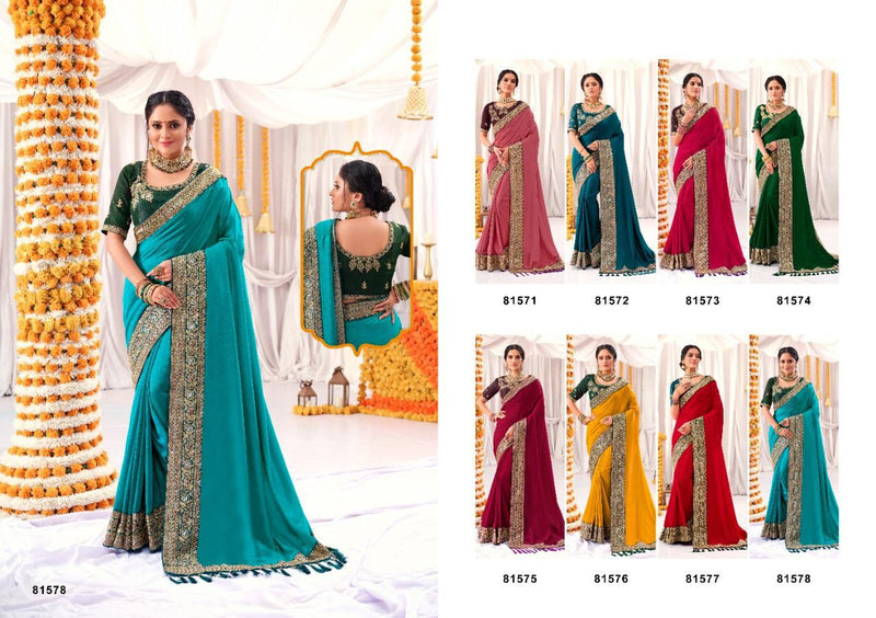 Right Women Designer Chhaya Vichitra Silk Heavy Wedding Wear Sarees With Two Tones