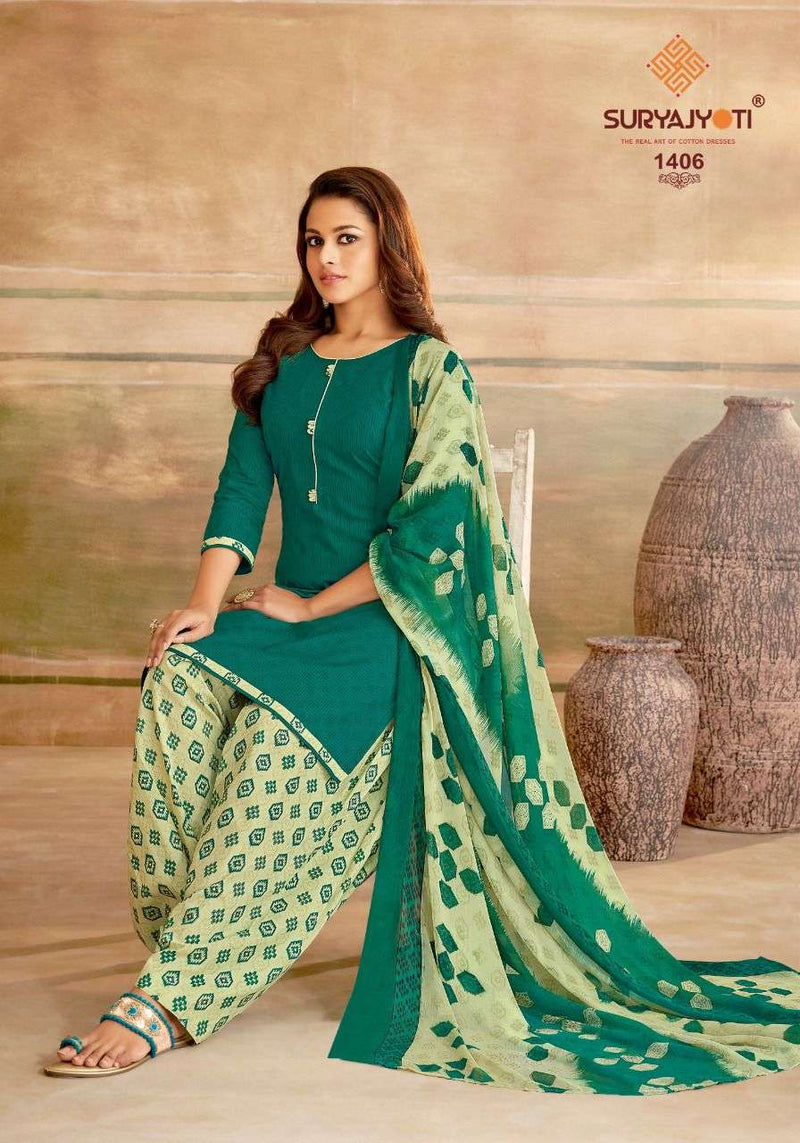 Surya Jyoti Chiffon Patiala Vol 14 Pure Cottton With Printed Work Stylish Designer Casual Wear Salwar Suit