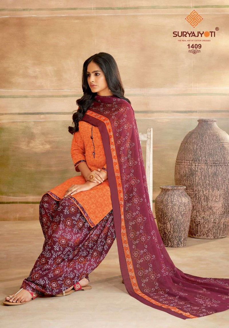 Surya Jyoti Chiffon Patiala Vol 14 Pure Cottton With Printed Work Stylish Designer Casual Wear Salwar Suit