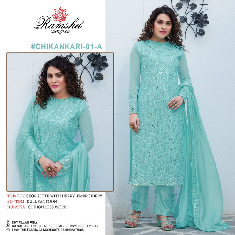 Ramsha Chikankari 01 Nx Party Wear Embroidered Salwar Kameez