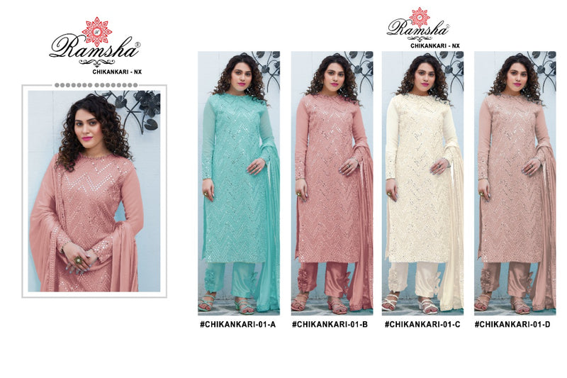 Ramsha Chikankari 01 Nx Party Wear Embroidered Salwar Kameez