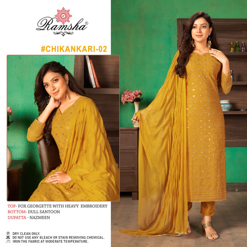 Ramsha Suit Chikankari 02 Georgette Embroidery Work Pakistani Suit