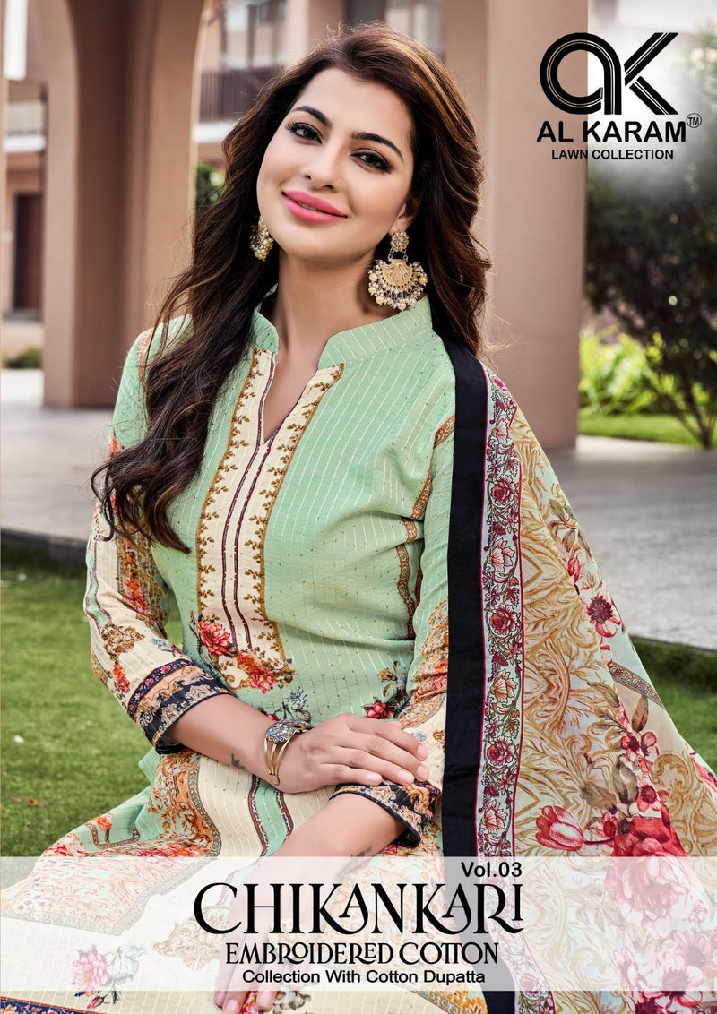 Al Karam Chikankari Embroidered Cotton Collection Vol 3 Self Embroidery Work Stylish Designer Salwar Suit