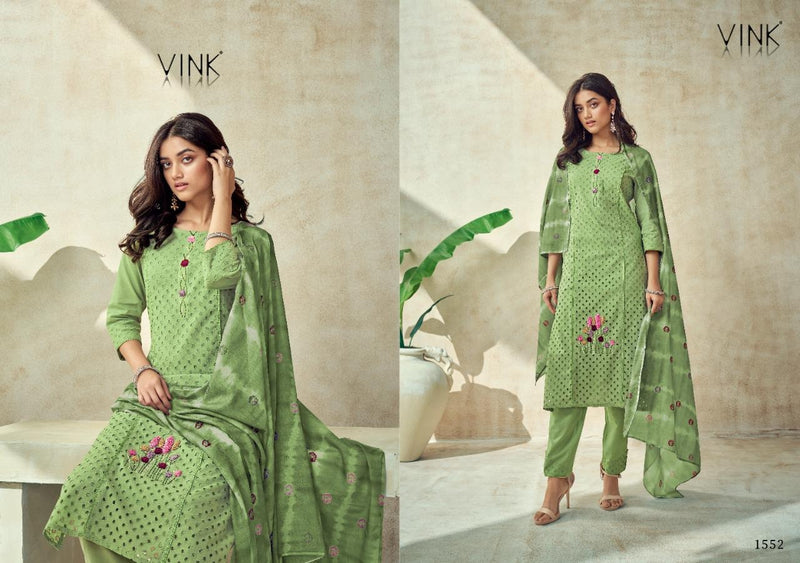 Vink Chikankari Vol 2 Cotton With Schiffli Work Party Wear Kurtis With Pant & Dupatta
