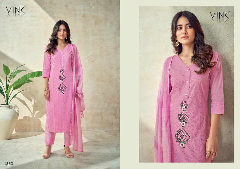 Vink Chikankari Vol 2 Cotton With Schiffli Work Party Wear Kurtis With Pant & Dupatta
