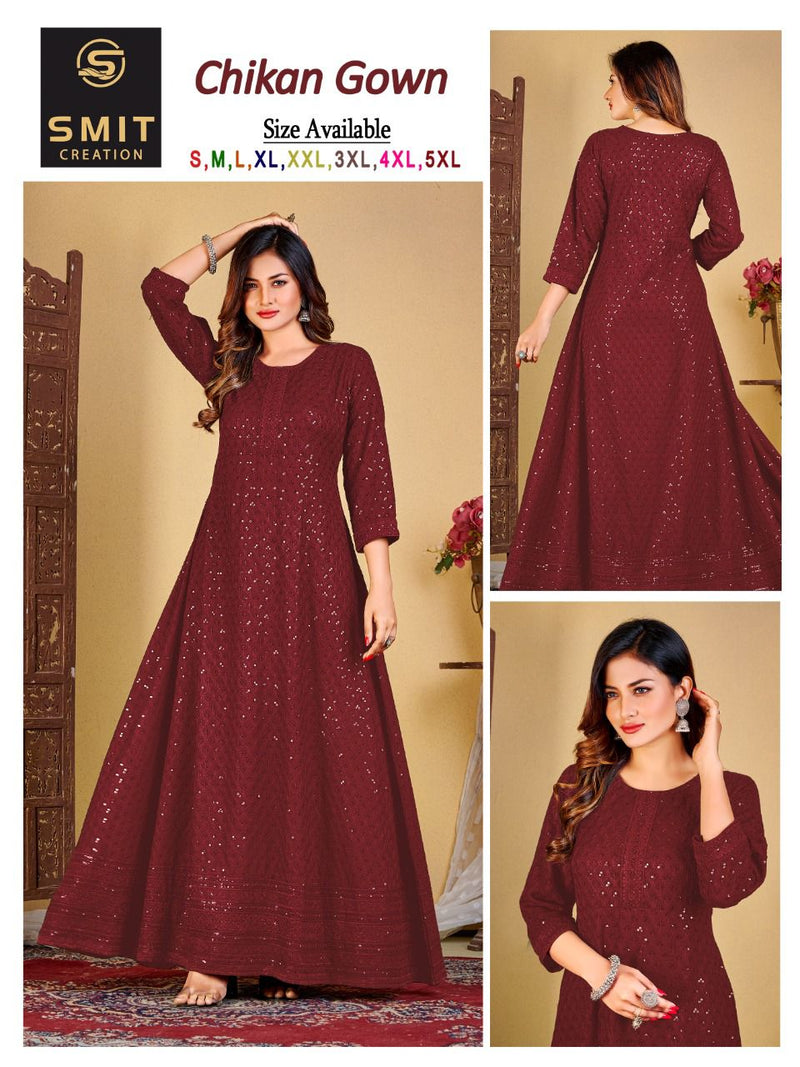 Poonam Designer Chicken Gown Party Wear Gown Style  Kurtis With Sequence Work