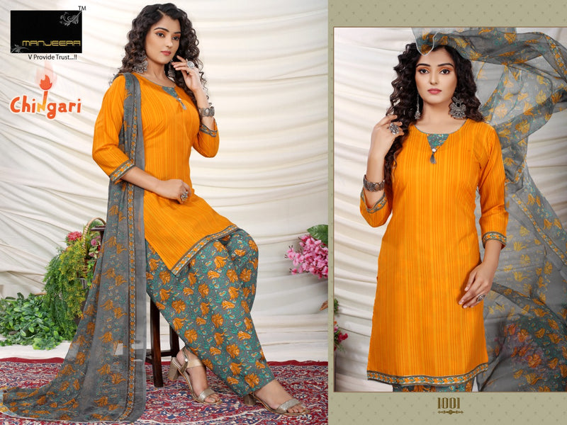 Manjeera Fashion Chingari Cotton Printed Festive Wear Patiyala Style Ready Made Salwar Kameez
