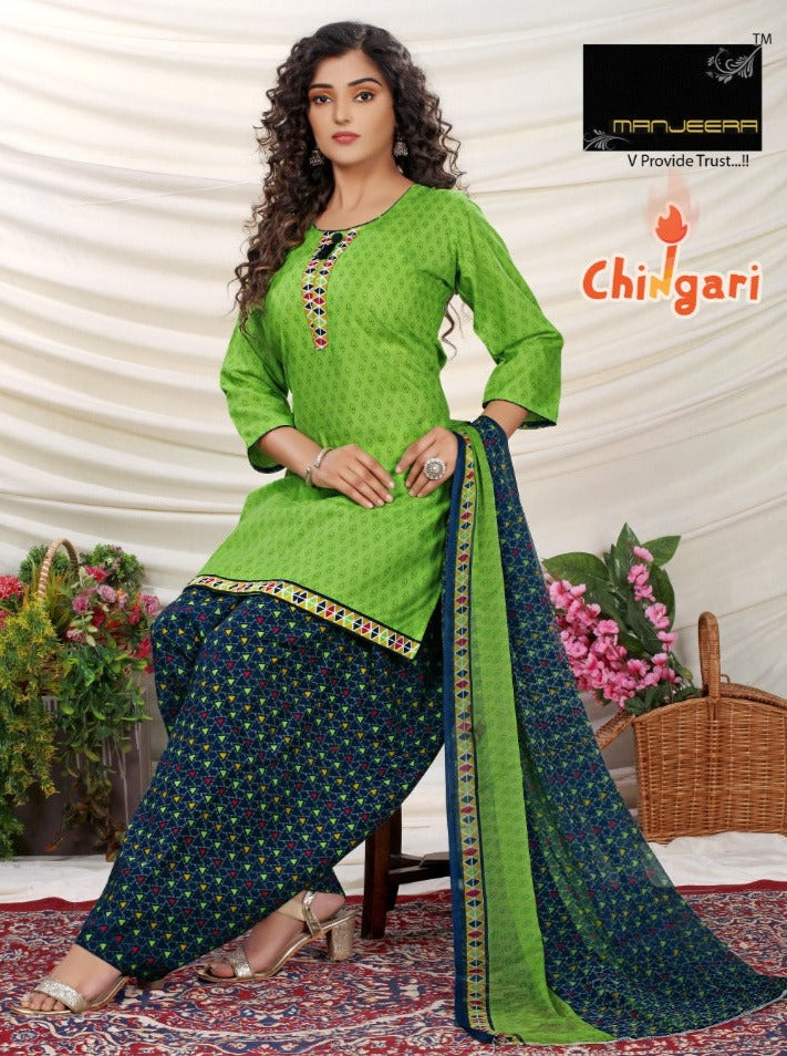 Manjeera Fashion Chingari Cotton Printed Festive Wear Patiyala Style Ready Made Salwar Kameez