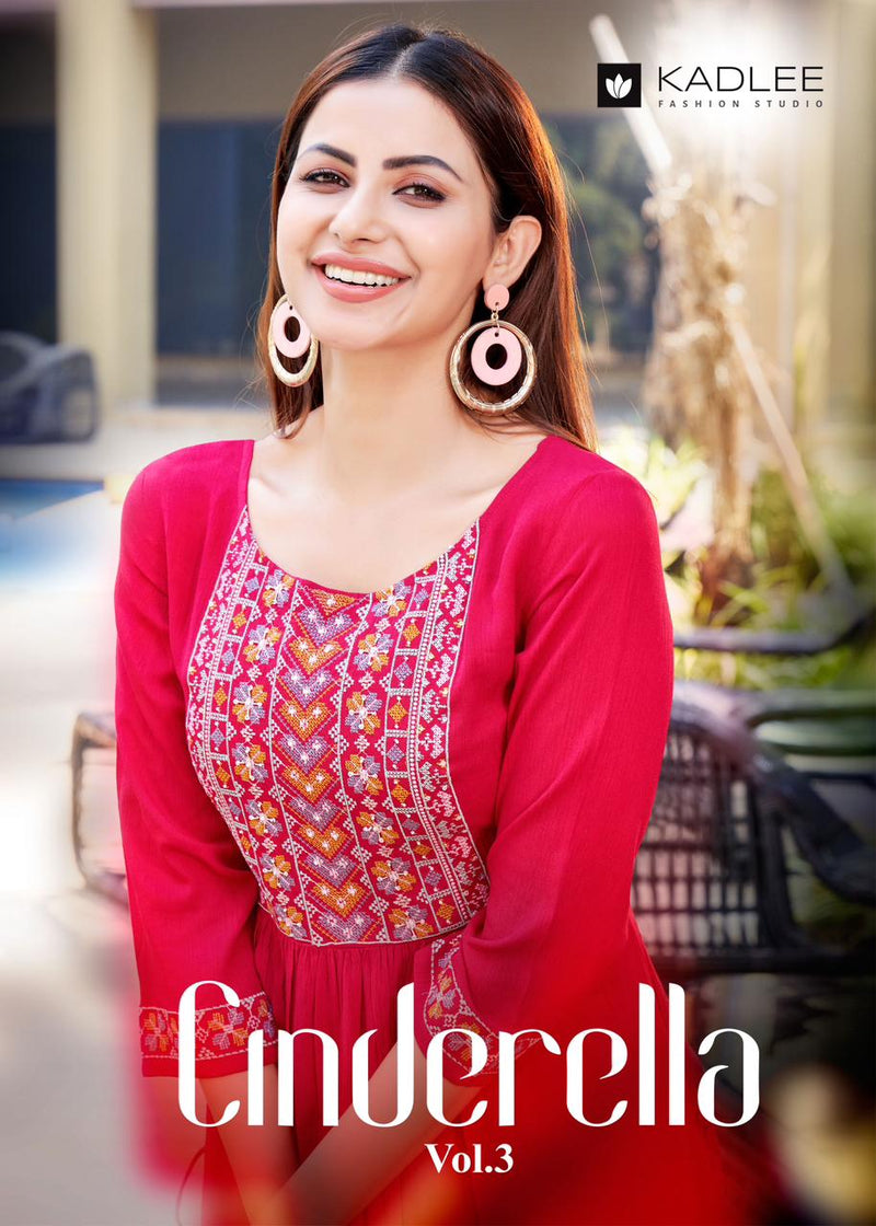 Kadlee Fashion Cinderella Vol 3 Rincle Rayon Handwork Embroidery Work Fancy Designer Kurti