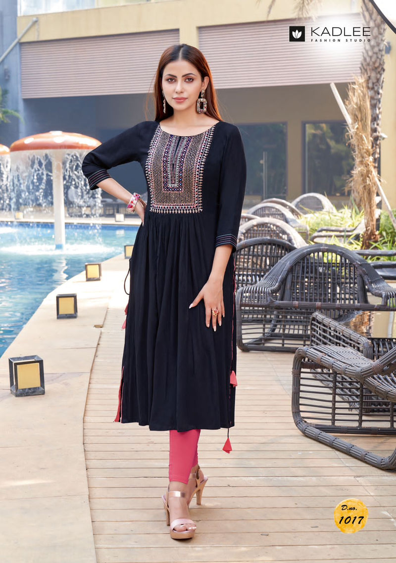 Kadlee Fashion Cinderella Vol 3 Rincle Rayon Handwork Embroidery Work Fancy Designer Kurti