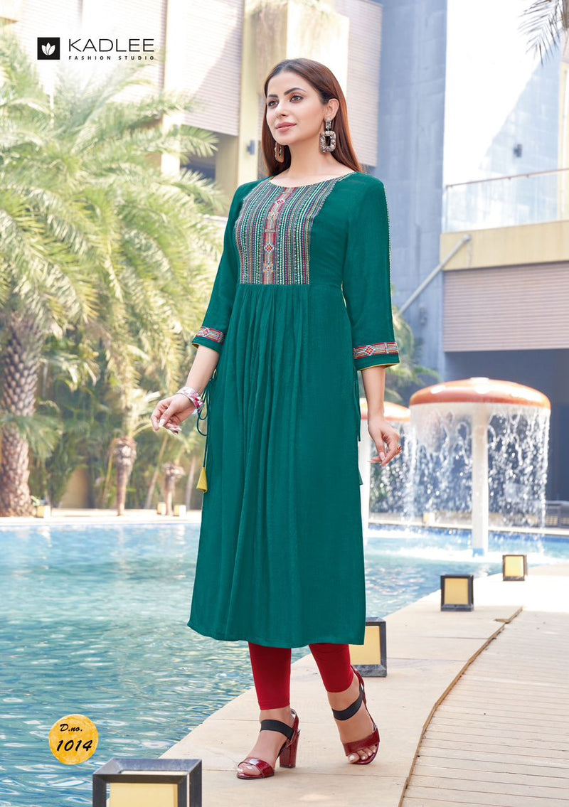 Kadlee Fashion Cinderella Vol 3 Rincle Rayon Handwork Embroidery Work Fancy Designer Kurti