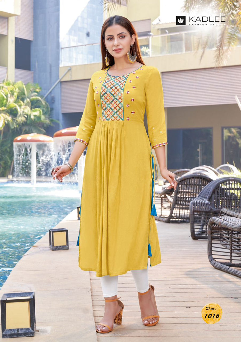 Kadlee Fashion Cinderella Vol 3 Rincle Rayon Handwork Embroidery Work Fancy Designer Kurti