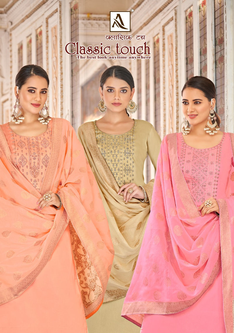 Alok Suit Dno 01 To 06 Silk With Beautiful Embroidery Party Wear Stylish Designer Salwar Suit