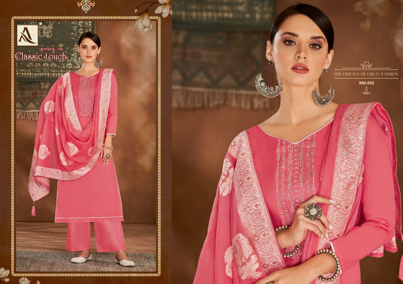 Alok Suits Classic Touch Jam Cotton Party Wear Salwar Suits  With Lucknowi  Thread Work