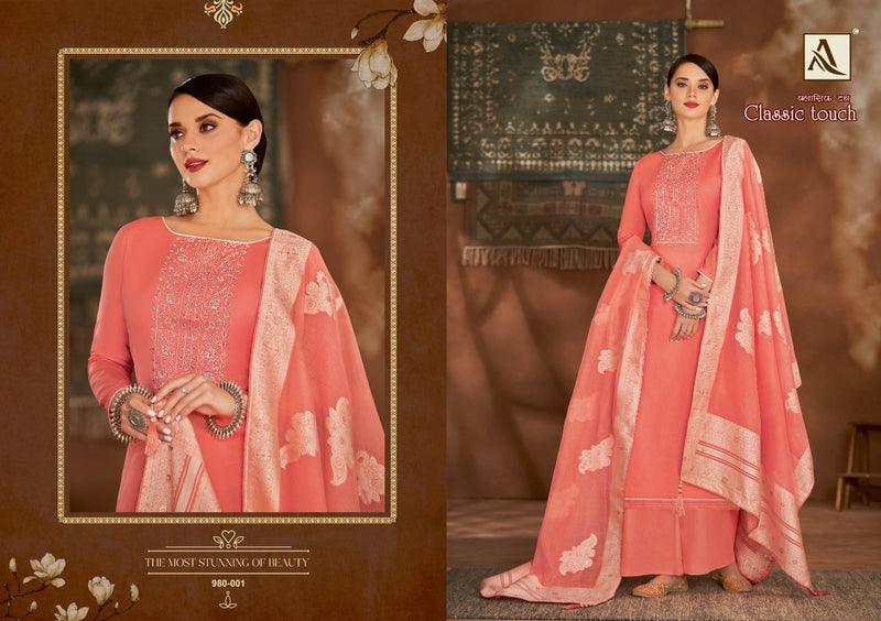 Alok Suits Classic Touch Jam Cotton Party Wear Salwar Suits  With Lucknowi  Thread Work