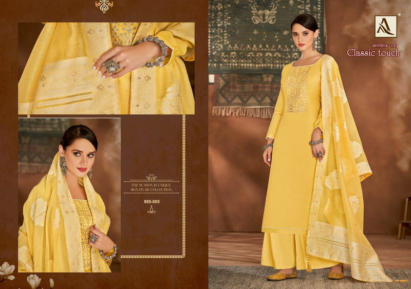 Alok Suits Classic Touch Jam Cotton Party Wear Salwar Suits  With Lucknowi  Thread Work