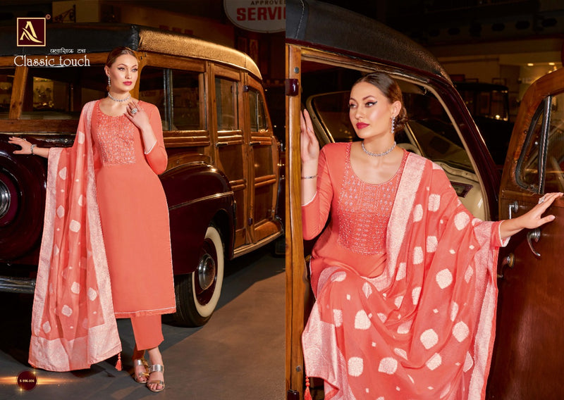 Alok Suits Classic Touch Jam Cotton With Lucknowi Thread Work Festive Wear Salwar Suits