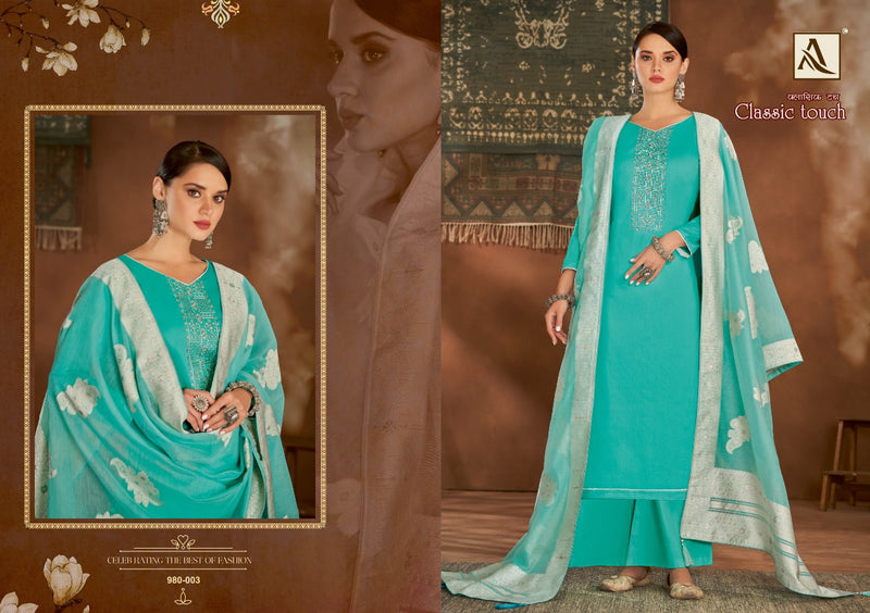 Alok Suits Classic Touch Jam Cotton Party Wear Salwar Suits  With Lucknowi  Thread Work