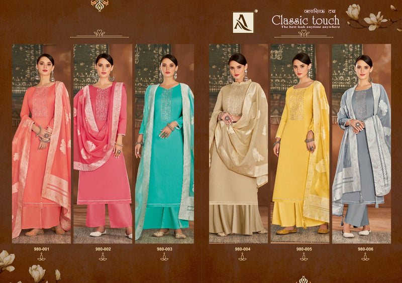 Alok Suits Classic Touch Jam Cotton Party Wear Salwar Suits  With Lucknowi  Thread Work