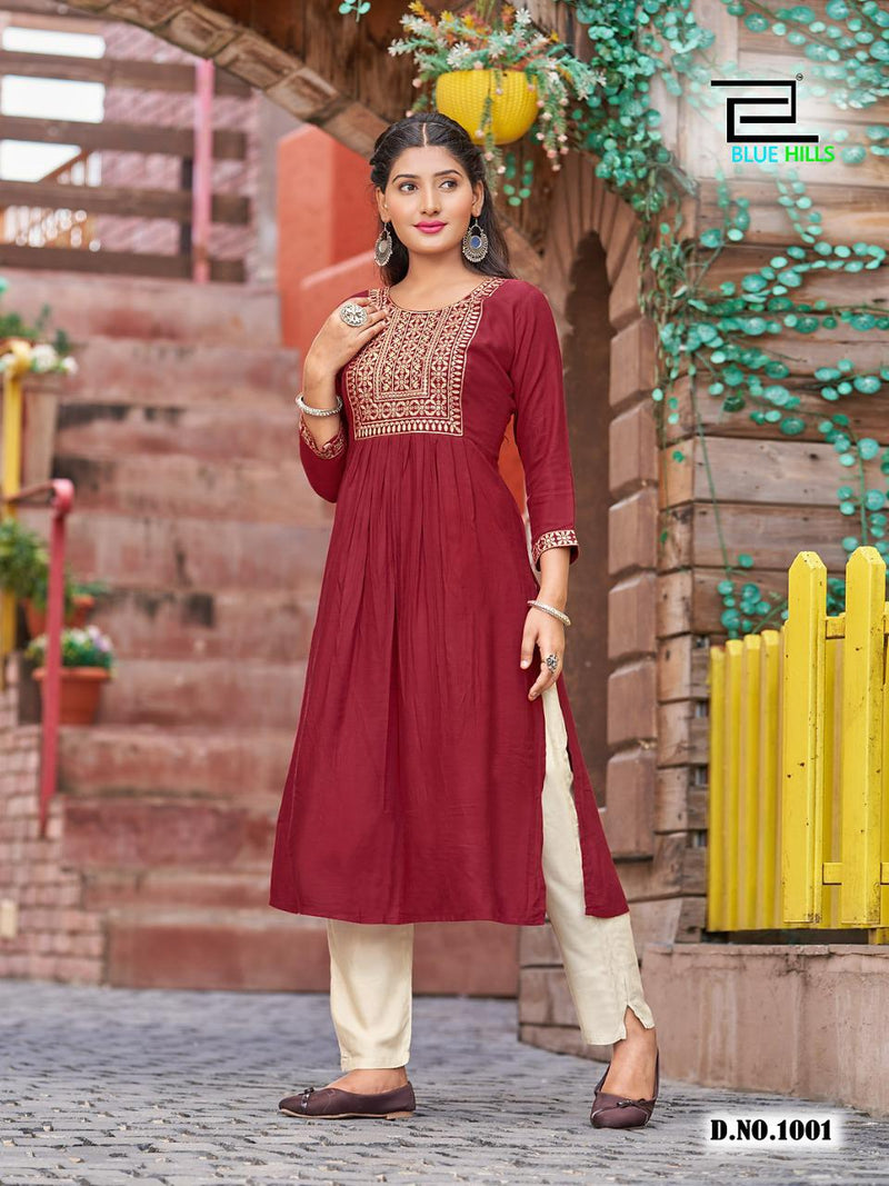 Blue Hills Classic Vol 15 Rayon With Beautiful Embroidery Work Stylish Designer Casual Look Kurti