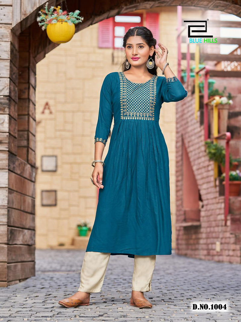 Blue Hills Classic Vol 15 Rayon With Beautiful Embroidery Work Stylish Designer Casual Look Kurti
