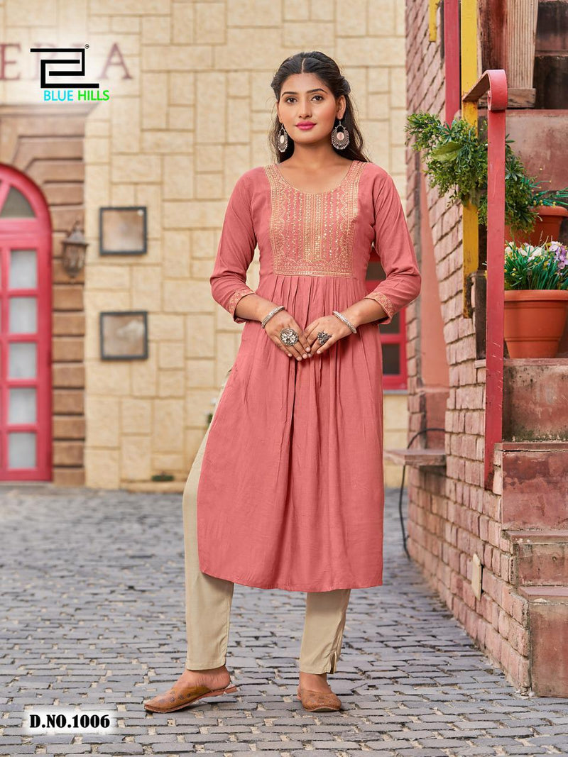 Blue Hills Classic Vol 15 Rayon With Beautiful Embroidery Work Stylish Designer Casual Look Kurti