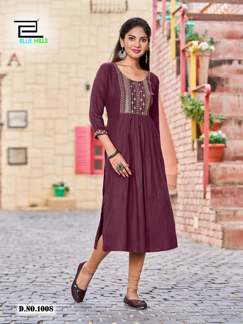 Blue Hills Classic Vol 15 Rayon With Beautiful Embroidery Work Stylish Designer Casual Look Kurti