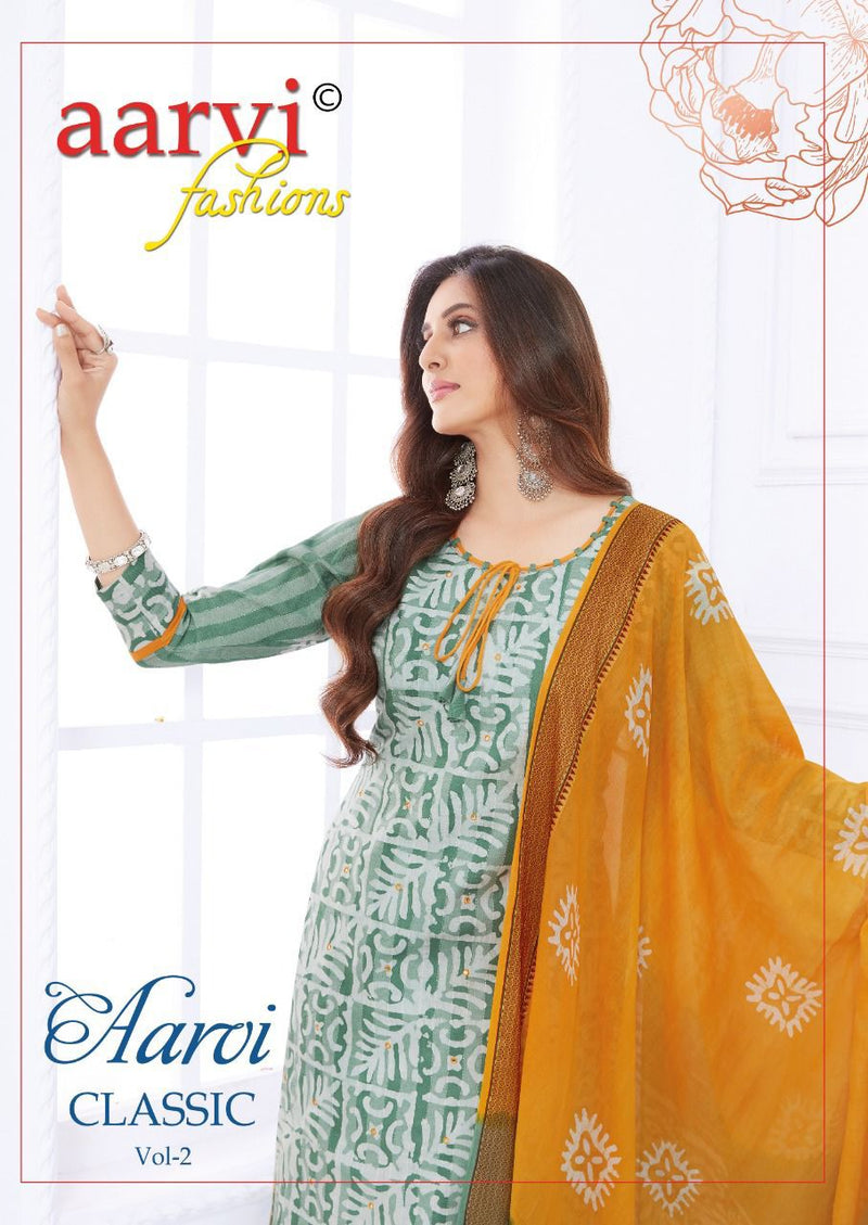 Aarvi Classic Vol 2 Pure Cotton With Heavy Embroidery Work Stylish Designer Fancy Salwar Kameez