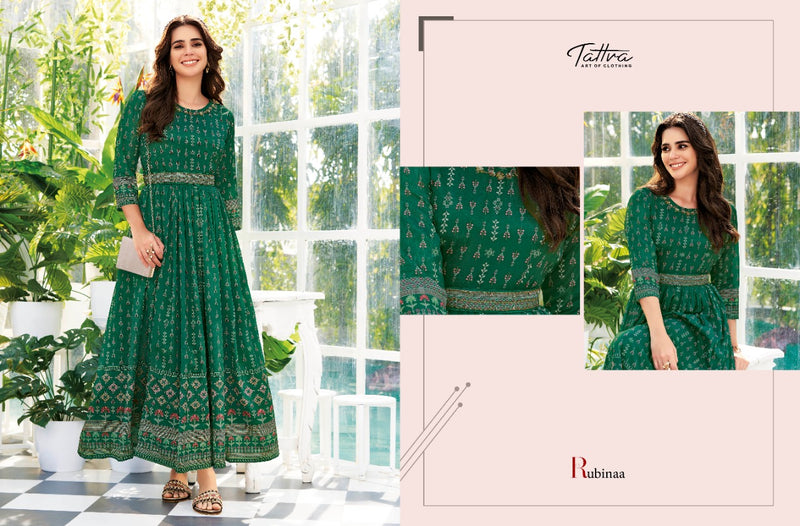 Tattva Classy Couture Viscose With Printed Work Stylish Designer Casual Look Festive Wear Long Kurti