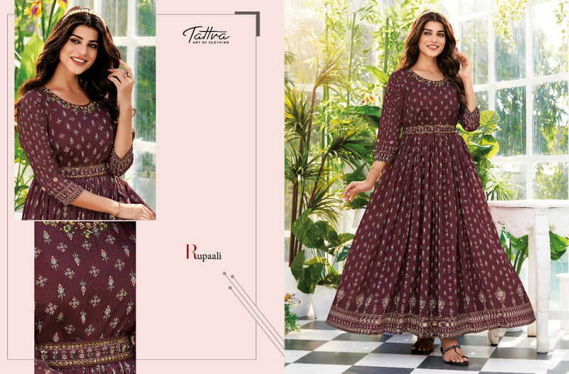Tattva Classy Couture Viscose With Printed Work Stylish Designer Casual Look Festive Wear Long Kurti