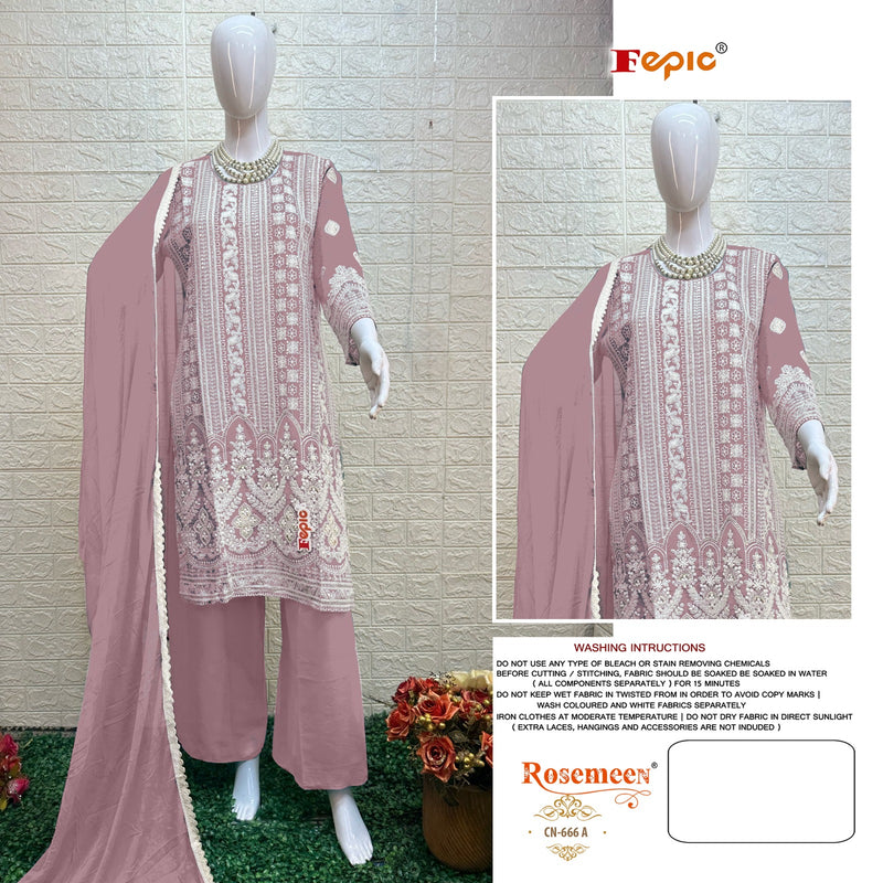 Crafted Needle CN 666 Georgette Embroidered Khatli Work Pakistani Kurti